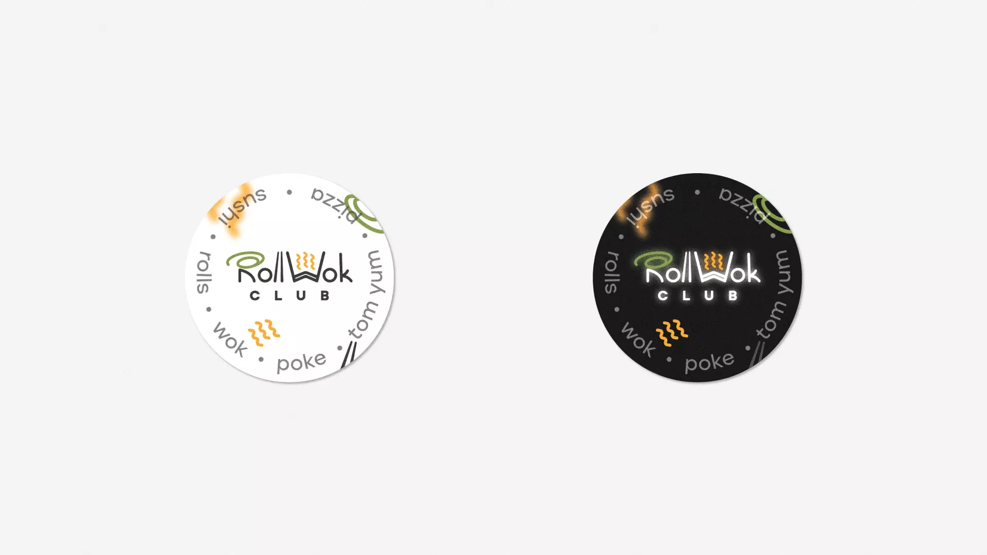 Разработка наклеек для суши-бара «Roll Wok Club» в Пущино