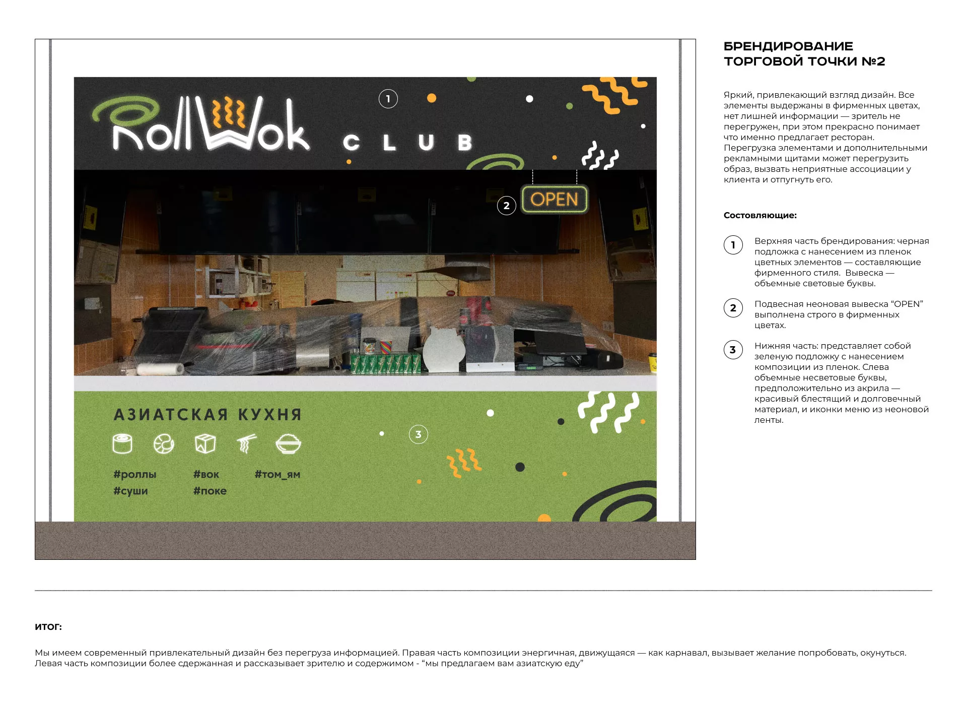 Брендирование торговых точек суши-бара «Roll Wok Club» в Пущино